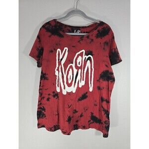 Torrid Korn band tee Classic Fit Cotton Crew Tee Red/Black Tie Dye Size 2 2x BN